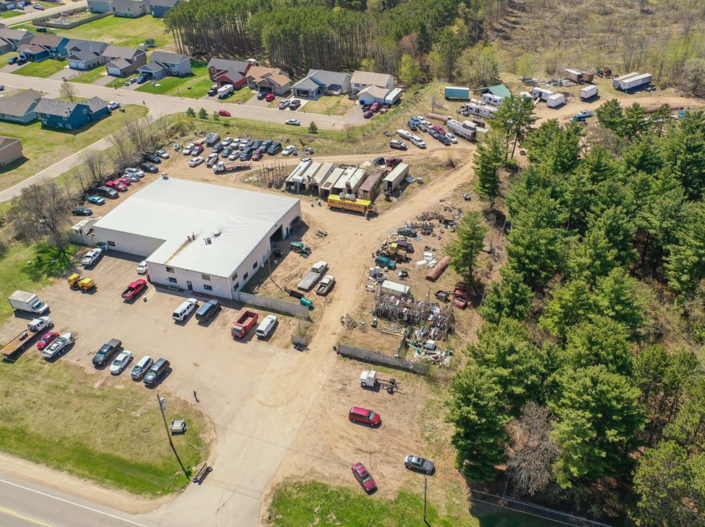Ariel view of commercial vehicle storage real estate